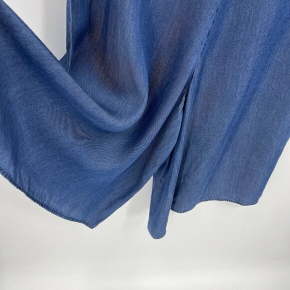 Soft Surroundings Lyocell Blue Chambray Romper Jumpsuit Medium Lagenlook Draped - Picture 2 of 7
